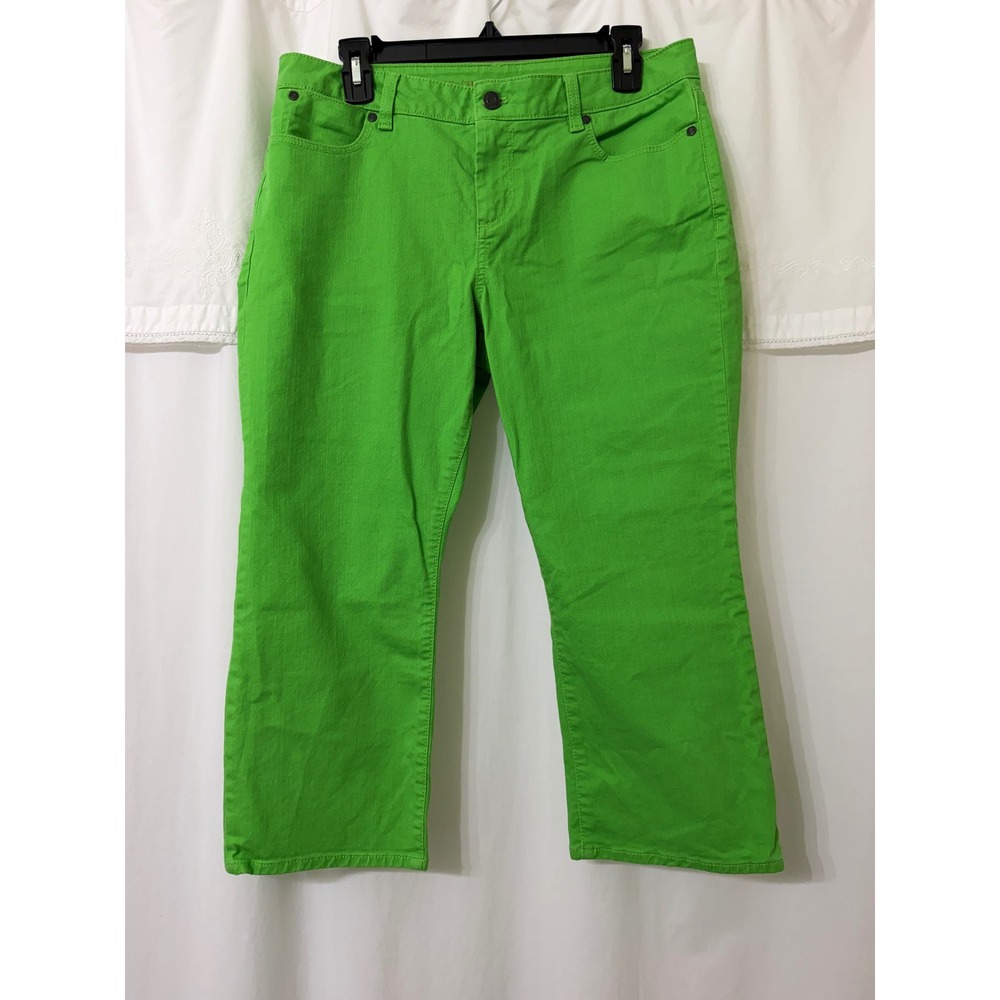 Talbots Signature Crop Flare Jeans 12P Green Denim Pants Petite 12P/31
